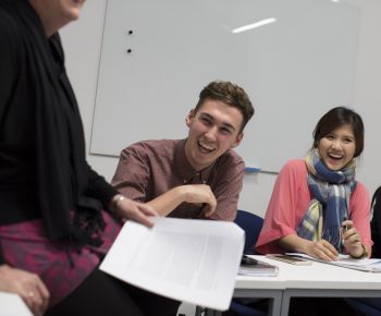 Student laughing