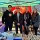 Vice-Chancellor Professor Sasha Roseneil and members of the Turkish society at their bake sale stall in Library square