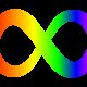 A rainbow infinity symbol