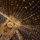 Brighton clock tower with festive lights at Christmas