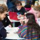 Students gathered around a table