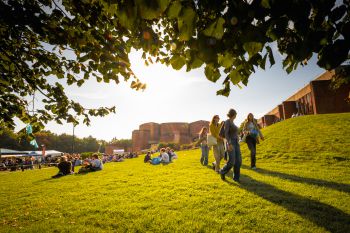 students in sunset