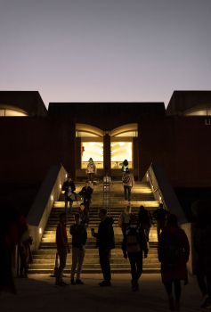 Campus library at twilight