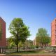 An architect's drawing of West Slope featuring the new Health and Wellbeing Centre on the left