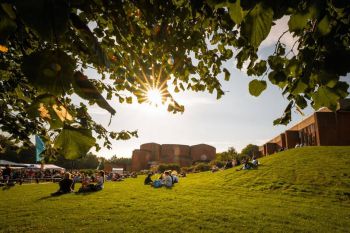 Students enjoying campus during the summer