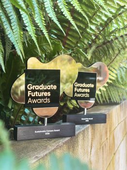 The Sustainable Careers Award and Grand Prix Award trophies