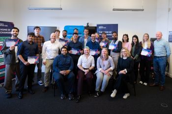 This year's Momentum Incubator participants at the pitching and awards day, pictured alongside members of the Sussex Innovation and Careers and Entrepreneurship teams