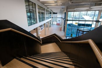 View from the top of the staircase in the new Student Centre