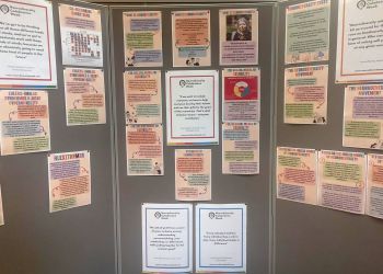 Display from library featuring a range of posters about neurodivergence