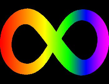 A rainbow infinity symbol