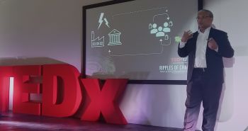 Sourajit delivers his talk at TEDx