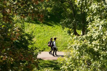 Students walking on Arts path