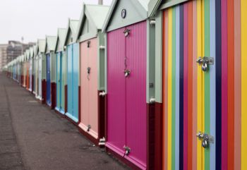 Colourful beach huts on Brighton seafront