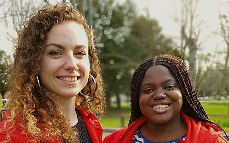 Two students, Rachel and Ola, acting as Sussex Square reps