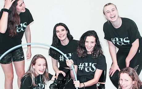 Sussex students wearing Us Girls Can t-shirts