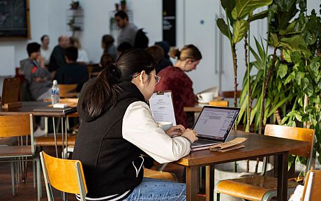 Student studying in ACCA cafe