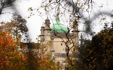 Royal Pavilion seen through autumnal trees