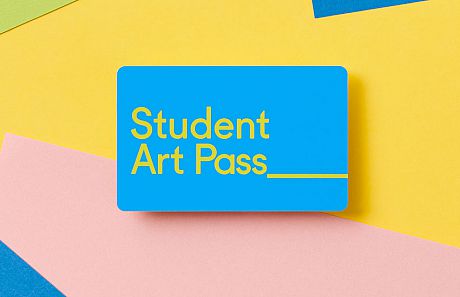 Student Art Pass on pink and yellow background