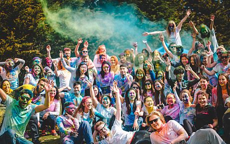 Students after the One World Week Holi Colour Run