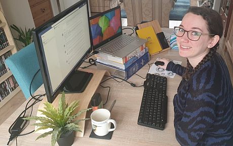 Library staff member working from home