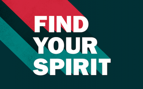 Graphic with text saying find your spirit