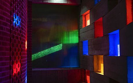 Stained glass windows in the Meeting House