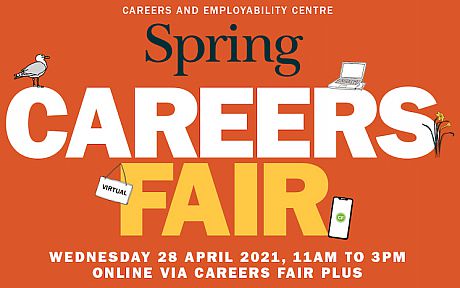 Graphic that says Spring Careers Fair