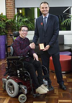 Matt with the Vice-Chancellor, Adam Tickell