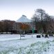 Meeting House and campus with a dusting of snow