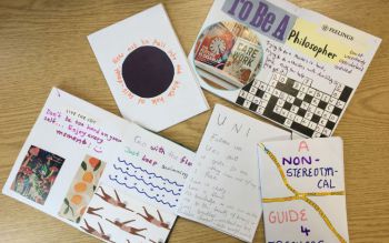Collection of home made postcards and notes